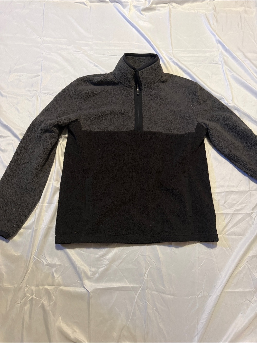 Sonoma Two-Tone Half-Zip Fleece Pullover - Gray and Black